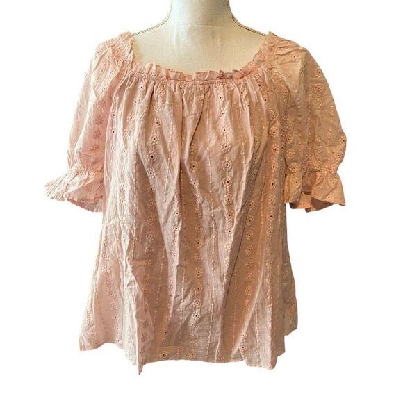 NWT Bloomchic Short Sleeve Light Pink Lace Flowy Top Size 12 - Picture 1 of 6